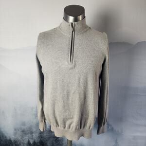 L.L.Bean Cotton / Cashmere Blend Gray Quarter Zip Sweater | Men's M-REG